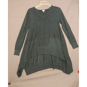 Cupio V-Neck Long Sleeve Tunic Blouse Women's Size Medium Green